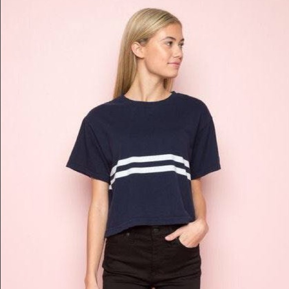 Brandy Melville Striped Aleena Top (Navy blue)